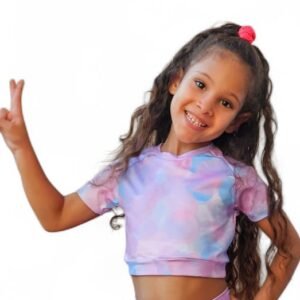 Model Wearing Pastel flower pattern kids t-shirt – PoshFashion design