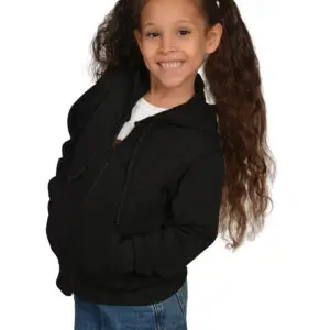Child wearing a black zip-up cotton sweatshirt – PoshFashion kidswear