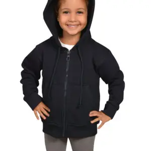 Child wearing a navy blue zip-up cotton sweatshirt – PoshFashion kidswear