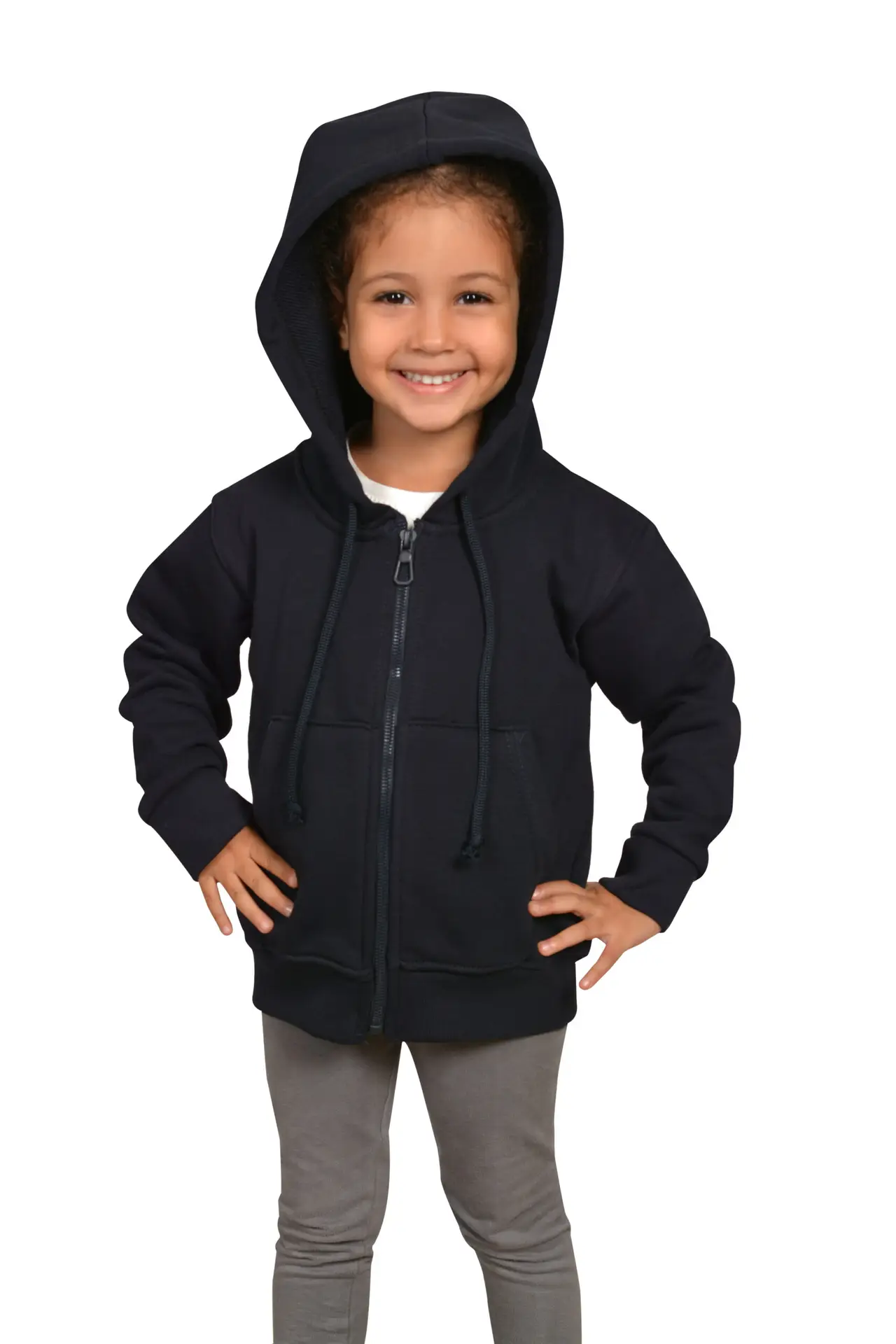 Child wearing a navy blue zip-up cotton sweatshirt – PoshFashion kidswear